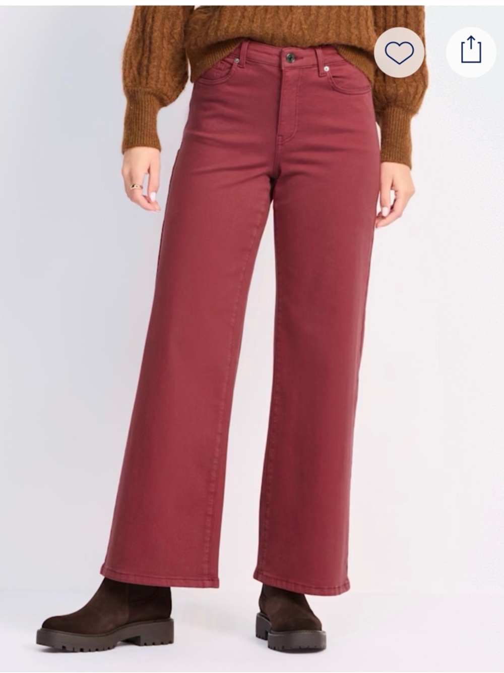 Prosperity Maria Wide Leg Jean Burgundy